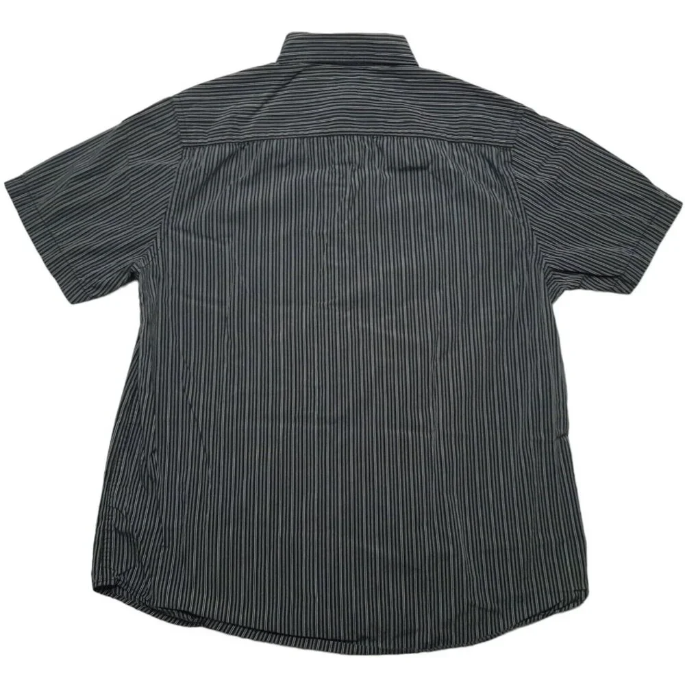 Old Navy Shirt Mens Large Black Striped Button Down Y2K Minimalist Short‎ Sleeve